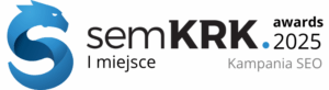 midero zwycięzcą semkrk awards 2025 w kategorii najlepsza kampania SEO, award badge